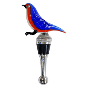 blue bird glass wine bottle stopper