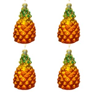 Glass Pineapple Ornament - Set of 4 1