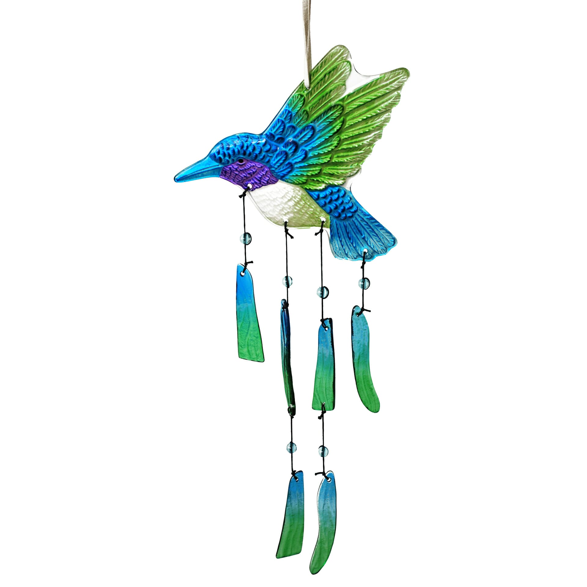Wind Chime Hummingbird 17H Asst Metal/Acrylic
