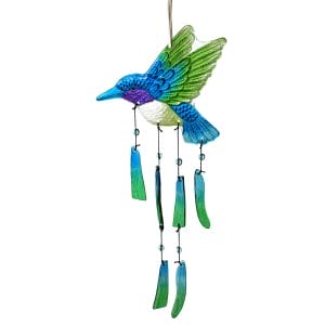glass hummingbird wind chime