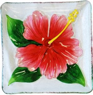 hibiscus glass plate