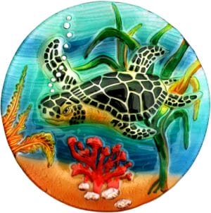 sea turtle glass plate