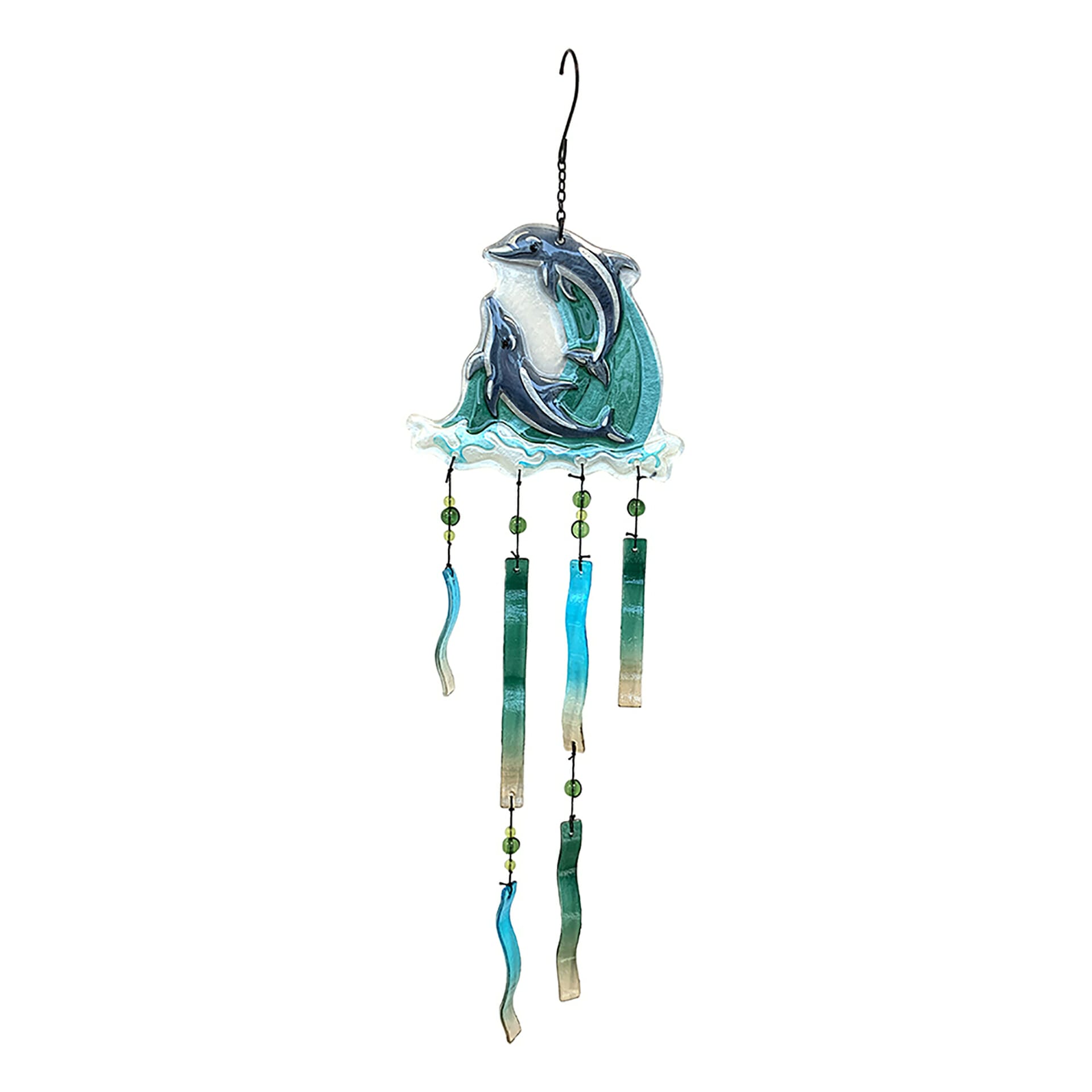 Uplifting Dolphin Play Glass Wind Chime - 27