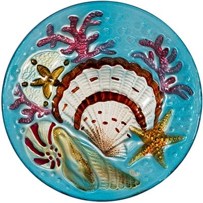Dazzling Seashell Glass Plate - 12  Coastal Decor - Seaside Glass Gallery