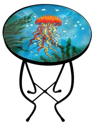 Exquisite Jellyfish Glass Side Table - 12" Diameter Top 1