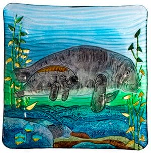 Magnificent Manatee Glass Plate - 8"
