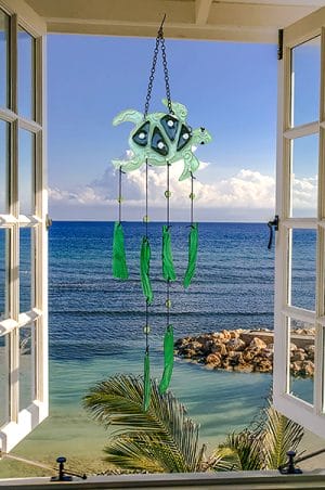 Whimsical Sea Turtle Glass Wind Chime - 24" 1