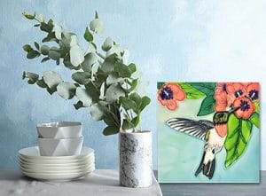 Wonderful Hummingbird Butterfly Tile Trivet 2