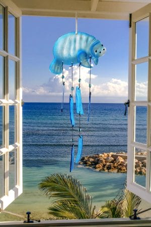 Magnificent Glass Manatee Wind Chime - 27" 1