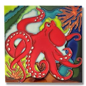 Lovely Red Octopus Tile Trivet 1