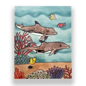 Captivating Dolphin Tile Art Wall Hanging 1