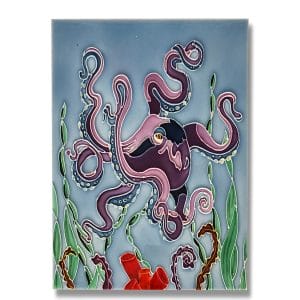 Beautiful Purple Octopus Tile Art Wall Hanging 1