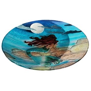 Gorgeous Moonlight Mermaid Glass Bowl / Bird Bath - 18" 1