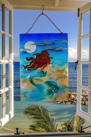 Majestic Moonlight Mermaid Glass Suncatcher 2