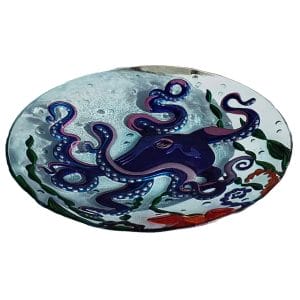 Magnificent Purple Octopus Glass Bowl / Bird Bath - 18" 1