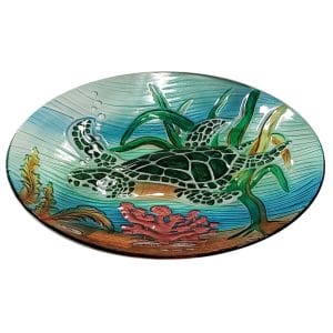 Colorful Sea Turtle Glass Bird Bath Bowl - 18" 2