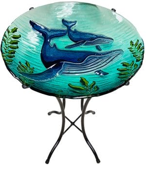 Captivating Whale Glass Bowl / Bird Bath - 18" 3