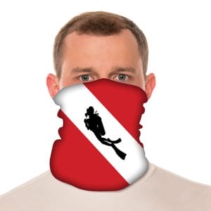 Dive Flag with Diver Silhouette Neck Gaiter / Beach Balaclava - 18" Long Microfiber Polyester 1