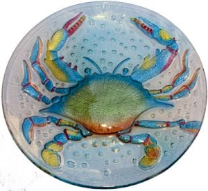 blue crab glass plate