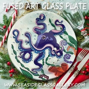 Purple Octopus Glass Plate - 8" 3