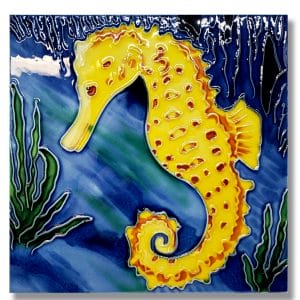 Lg Yellow Seahorse Tile Trivet 1