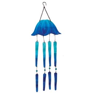 blue jellyfish glass wind chime