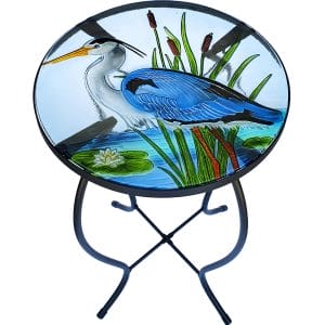 blue heron glass side table