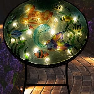Mermaid Garden Patio Table with Solar-Powered LEDs - 14" diameter 3