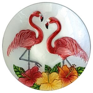 Fantastic Flamingo Glass Bird Bath Bowl - 18"
