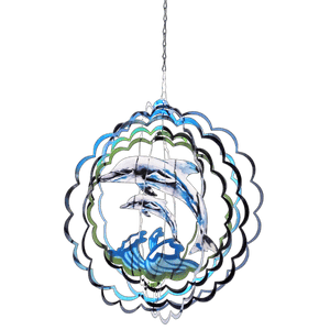 Colorful Dolphin Wind Spinner - Vibrant and Fun 3-D Metal Wind Spinner Wind Chime