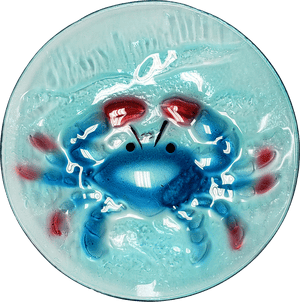Extraordinary Blue Crab Glass Plate - 8" 1