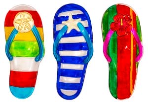 Awesome Flip Flop Glass Plate Set of 3 - 8" 1