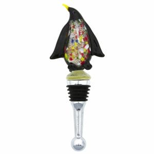 penguin glass wine bottle stopper