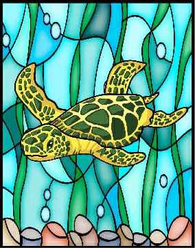 Wondrous Watercolor Turtle Stained Glass Window Cling 1