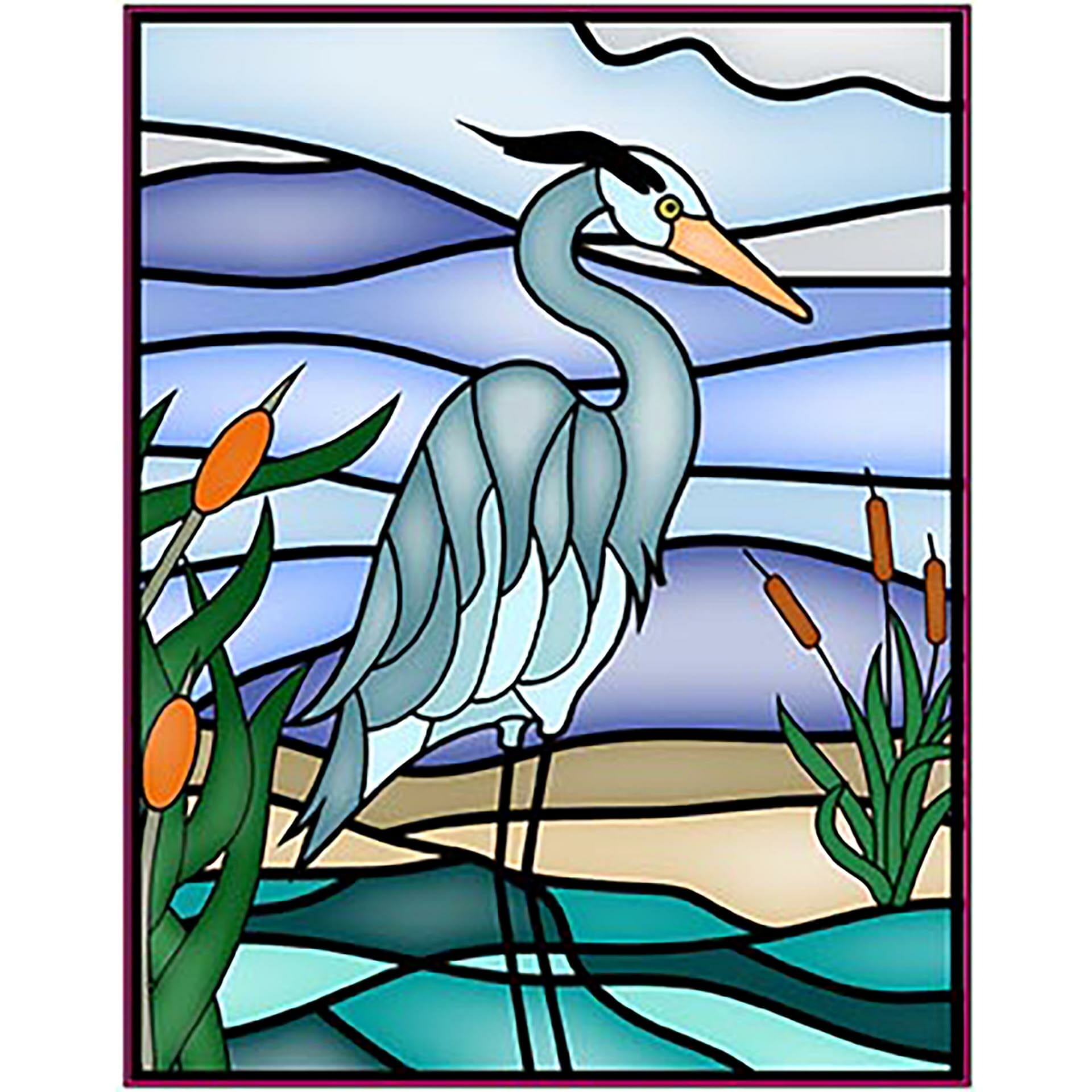 Blue Heron Glass Etching