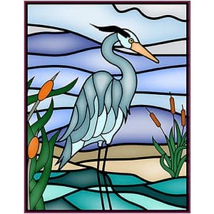 blue heron stained glass window cling