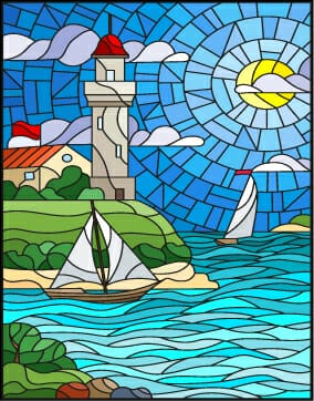 Glorious Lighthouse Stained Window Cling 1