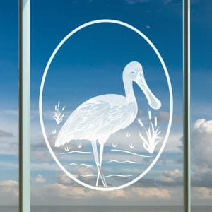 Sublime Spoonbill Etched Glass Window Cling 1